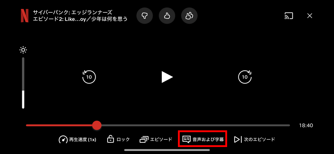 オーディオと字幕を選択