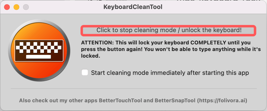 Click to stop cleaning modeをクリックする